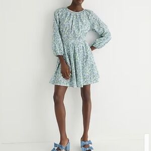 J.Crew Palermo smocked-waist mini dress in Liberty Thorpe Hill fabric Size Small